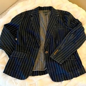 Lauren By Ralph Lauren Striped Denim Blazer Size 14